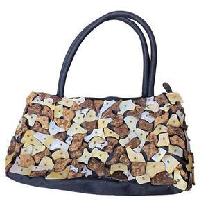 Mother of pearl shell encrusted black bag